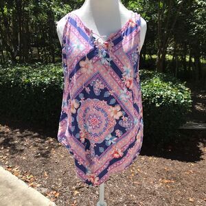 J Jill paisley front tie asymmetrical tank top